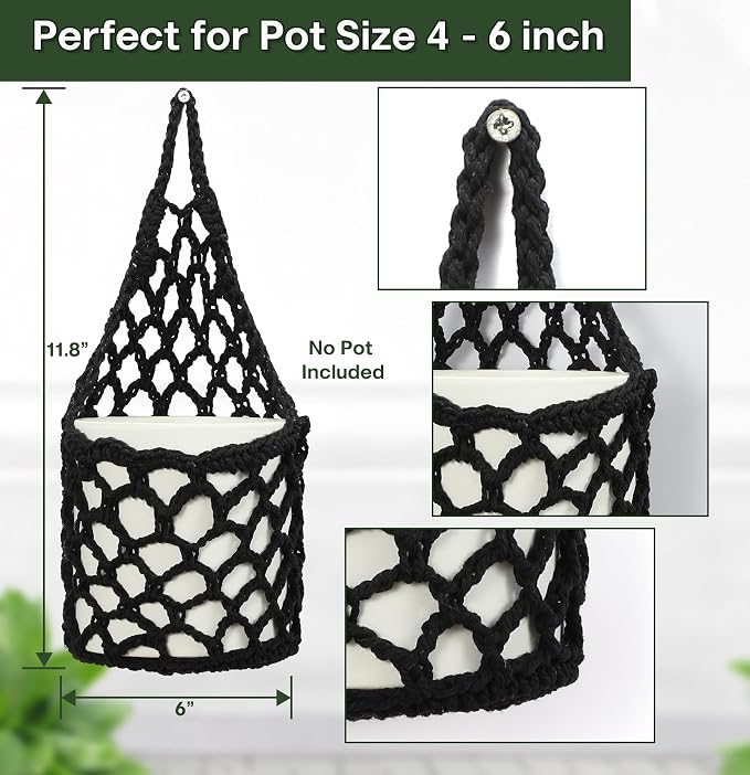 2PK Wall Planters for Indoor Plants, Macrame Plant Hanger | Plant Hanger, Hanging Planter (2PK, up to 6 inch Pot)