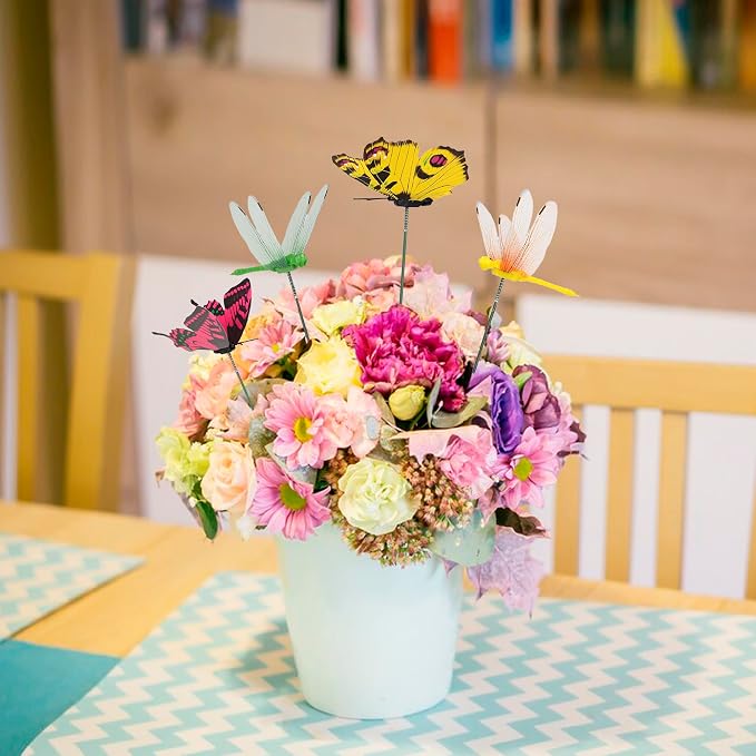 80 Pcs Decorative Butterfly Garden Stakes, 11.4 inch Waterproof Butterfly Picks for Flower Bouquet Arrangements, Colorful Plant Stick Kit Decorations for Patio Yard Pot (Multicolor)