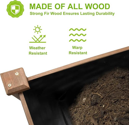 ketive Raised Garden Bed Without Legs 8x2Ft ft Large Elevated Wood Planter Box for Vegetables, Flowers, Herbs, and Succulents（Brown）