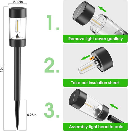 Eyrosa Solar Lights Outdoor, 8 Pack Waterproof Solar Landscape Lighting for Pathway Garden Yard Path Walkway Driveway Lawn Patio Outside Decor, Warm White