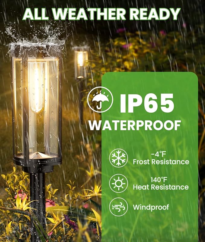 BITPOTT Bright Solar Pathway Lights Outdoor, 8 Pack Solar Powered Garden Lights Waterproof IP65, Auto On/Off Outdoor Light for Lawn Patio Walkway Driveway Decor Landscape Lighting