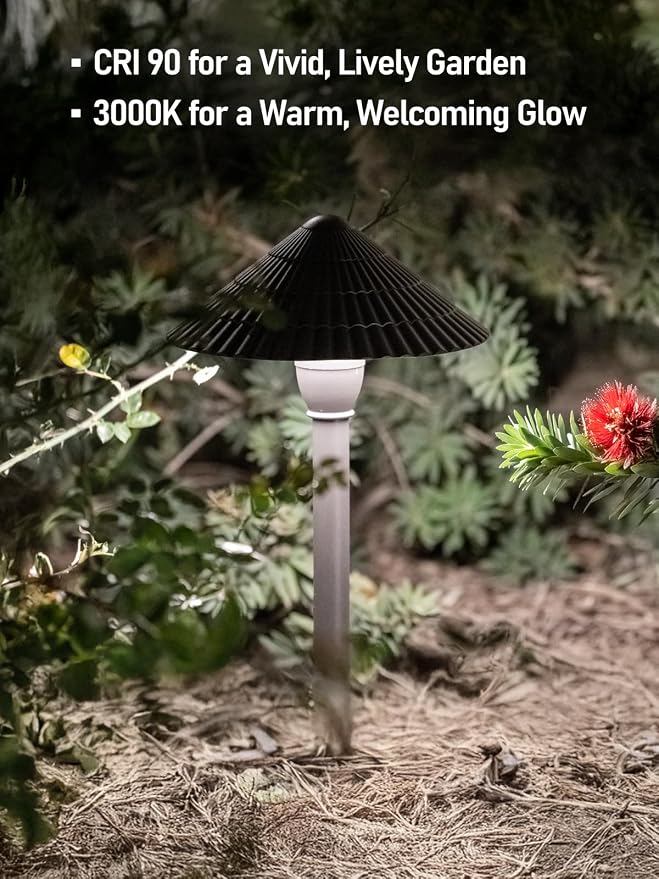 LEONLITE 4-Pack LED Low Voltage Landscape Path Lights, 12-24V AC/DC, 5000K | 3W 120LM, CRI90, ETL Listed, Cast Aluminum, Wet Location, Daylight, Wired Pathway Lights, for Yard Lawn