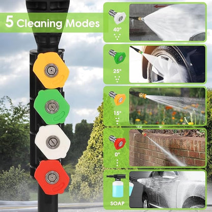 Electric Pressure Washer 5000 PSI,4GPM Power Washer with Foam Cannon,Portable Cleaner with 33ft Hose Reel,4 Nozzle Tips,and Soap Bottle for Cars/Home/Driveways/Patios/Decks/Fences (Green)