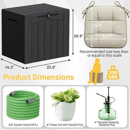 Greesum 33 Gallon Resin Deck Box All Weather Outdoor Storage Boxes for Patio Furniture Set,Outdoor Toys,Garden Tools,Black