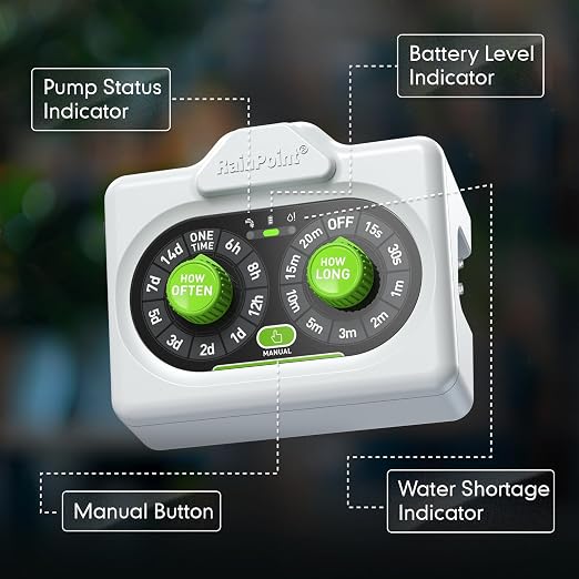 RAINPOINT Easy-Setup Automatic Plant Waterer Indoor for Pot Plant Adjustable Water Output,Battery Powered Outdoor IP54 Waterproof Beginner-Friendly Drip Irrigation System Device Kit Water 10-15 Plants