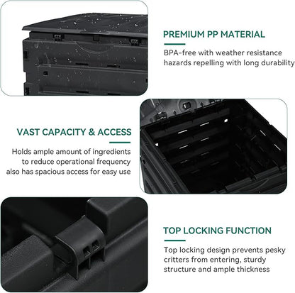 YITAHOME 120 Gallon (450L) Large Outdoor Compost Bin, Composter Box with Snap-on Top Lid and Aeration System, Lightweight Garden Compost Barrel Tumbler, Easy Assembly