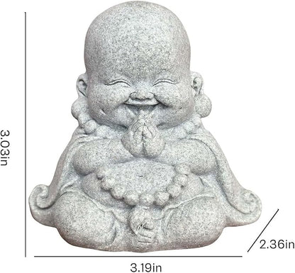 Mini Zen Prayer Buddha Statue, Tiny Sandstone Figurine for Garden Shelf | Mini monk figurine in prayer pose. Perfect for garden, fish tank, desk, or home decor. Symbol of devotion and inner peace
