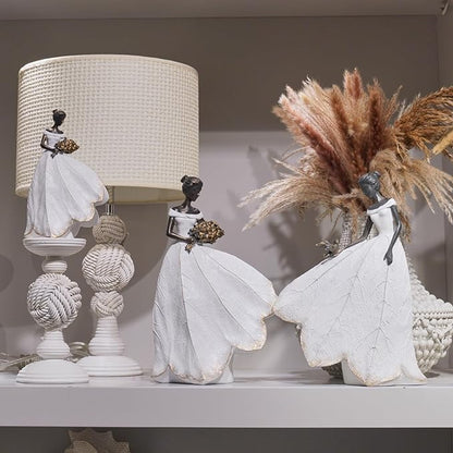 Guichifun Fairy Statue Collection Home Decoration - White Leaf Angel Girls Resin Living Room Bookshelf Decor Garden Outdoor Bathroom Decorations Figurines Gift 5.5 x 3.25 x 8 Inch