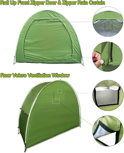 HuaKastro Outdoor Bike Cover Bicycle Tent for 2 Bikes, Waterproof Oxford Storage Tent, Foldable Bike Shelter for Camping