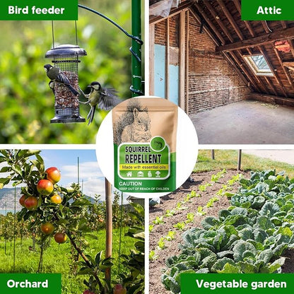 AUDQQM Squirrel Repellent Outdoor, Chipmunk Repellent for Garden, Squirrels Deterrent, Keep Squirrels Away from Yard, Attic & Bird Feeders, Lasting for 3 Month, Easy to Use, 8 Count