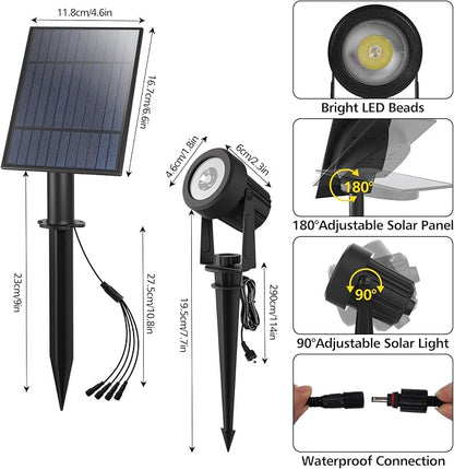 T-SUN Solar Spotlights Outdoor 4-in-1 IP65 Waterproof Solar Landscape Spotlights, Auto ON/Off Solar Lights for Garden, Yard, Driveway, Pool Area(White)