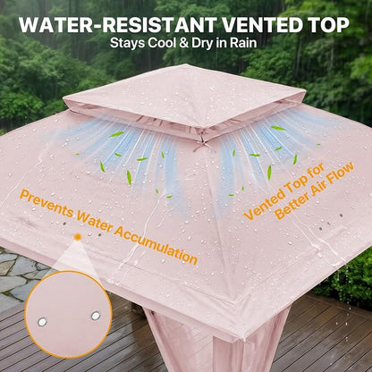 COOS BAY 11x11 Pop Up Gazebo with Mesh Netting, Instant Outdoor Canopy Tent, Water Resistant Shelter with UPF 50+ UV Protection, 121 Sq Ft Coverage, Pink