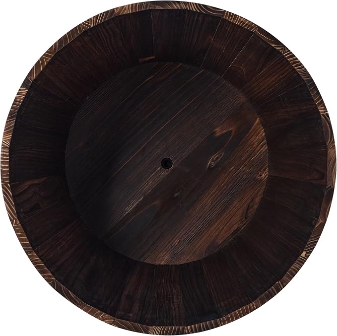 26-inch Wooden Barrel Planter, Perfect for Outdoor Plants, Whiskey-Style Garden Pot, Large Flower Container, Made of Sturdy Solid Wood, Suitable for Herbs, Succulents, and shrubs