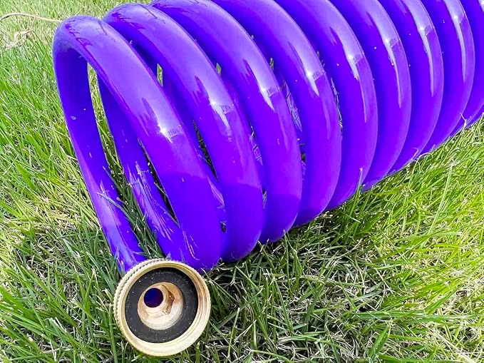 SANFU PU Recoil Garden Water Hose 3/8"ID(9.5 x 12.7mm) x 15ft Premium With 3/4"Inch Brass Fittings Retractable, Outdoor Patio Hose Marine&Boat, Purple(15')