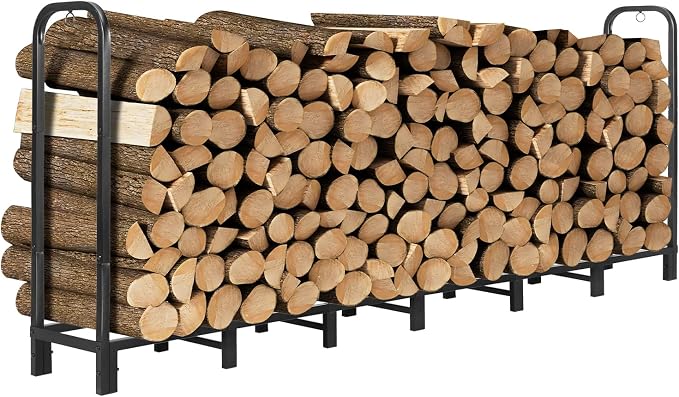 DNKMOR 8FT Firewood Rack Holder,Heavy Duty Firewood Storage Log Rack for Outdoor&Indoor,Fireplace Wood Rack for Wood Storage