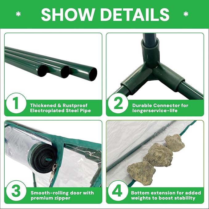 Portable Greenhouse for Outsides, 36x36x43 Inch Green House Tent with PVC Cover, Garden Plant Protector with Zippered Door for Vegetables Flowers Fruits Herbs