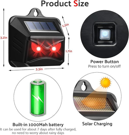 Solar Control Light Nocturnal Animal Repeller Outdoor Deterrent Devices Light Sensor Animal Repellent for Skunk Deer Coyote Fox Raccoon Cat Garden Yard Farm Chicken Coop (4, Black)