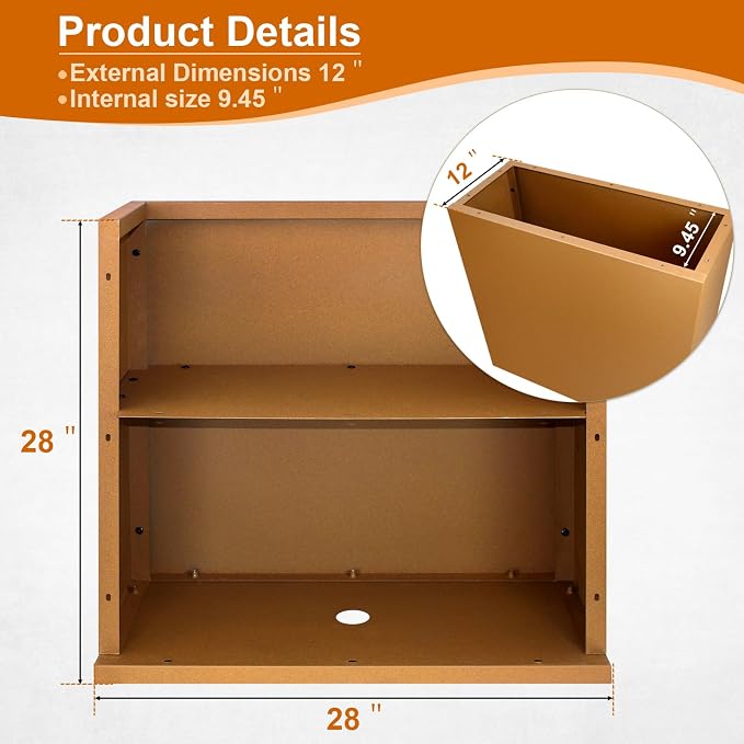 Corten Steel Planter Box 28"x12"x28" with Removable Shelf, Rectangular Metal Planter Box Indoor&Outdoor, Steel Planters Heavy Duty for Commercial and Residential Use