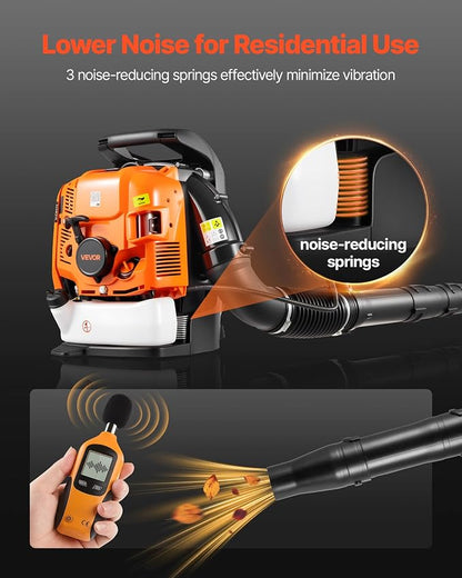 VEVOR Backpack Leaf Blower, 75.6CC 4-Stroke Engine Gas Powered Leaf Blower with 1.8L Fuel Tank, 615 CFM Air Volume, 179 MPH Air Speed, Ideal for Lawn Care, Leaves Cleaning, Yard Debris & Snow Removal | 1.8L Fuel Tank, 615 CFM Air Volume, 179 MPH Air Sp...