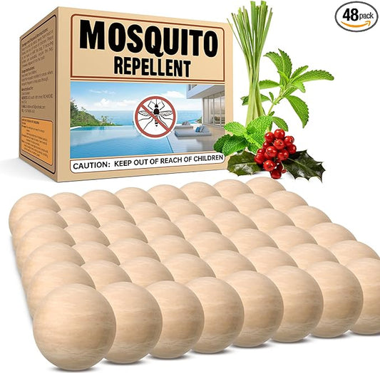 Mosquito Repellent for Patio, Mosquito Repellent 48 Balls for Indoor Use, Natural Mosquito Control for Yard Garden, Camping - Long Lasting Outdoor Mosquito Deterrent for Room