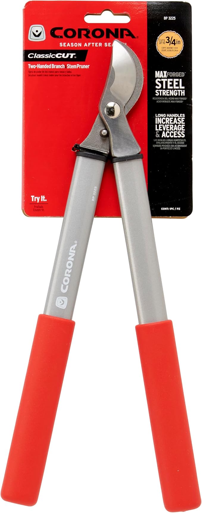Corona BP 3225D Forged Steel ClassicCUT Bypass Hand Pruner - 3/4 inch Cut Capacity Stem and Branch Garden Shears, Red (Pack of 6)