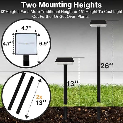 Bobcat Solar Pathway Lights Super Bright 300 lumens with 2-in-1 Warm White and Daylight Modes, Black LED Solar Lights Outdoor Waterproof for Path, Sidewalk, Driveway or Walk Way Light (6 Pack)
