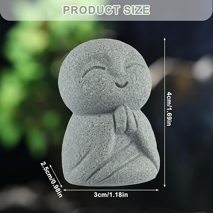 Landical Buddha Sandstone Statues, Zen Monk Praying Statue Sculptures Ornament for Wealth Good Luck Feng Shui Decor Home Office Car Decoration(Prayer Monk)