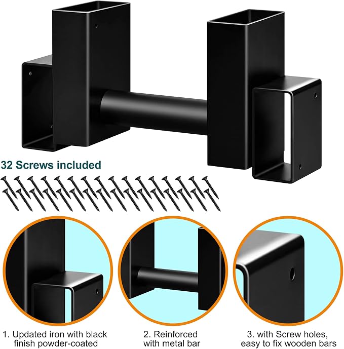 Amagabeli Set of 4 Pack Outdoor Firewood Log Storage Rack Bracket Kit Fireplace Wood Storage Holder Adjustable Length Log Stacking Stand Holder for Wood Burning Fire Pits Black