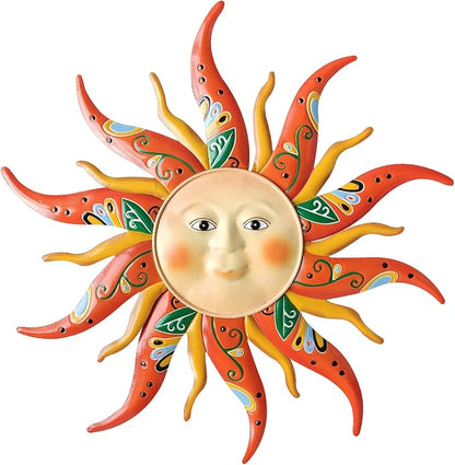 Large Metal Sun Wall Art Decor - 23.6Inches Sun Face Garden Sculptures & Statues Wall Art for Indoor and Outdoor Decor, Yard, Farmhouse, Patio, Garden Decorations