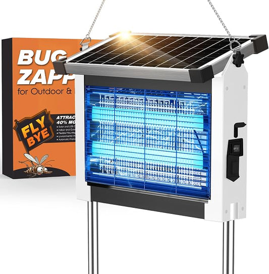 Solar Bug Zapper Outdoor, Jinyeda 4500V Mosquito Zapper Rechargeable, Cordless Electric Mosquito Killer, Waterproof Fly Insect Zapper Portable for Indoor Camping Garden Patio