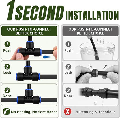 Adjustable Drip Irrigation Nozzles Tee, 20 Pack 8" 360° Bendable Garden Watering Sprayers for 1/4" Tubing, Micro Spray Emitters for Plants, Flower Beds, Greenhouse