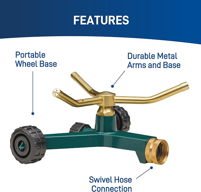 Orbit 58257N Lawn and Garden 3-Arm Metal Sprinkler with Wheel Base (Pack of 3)
