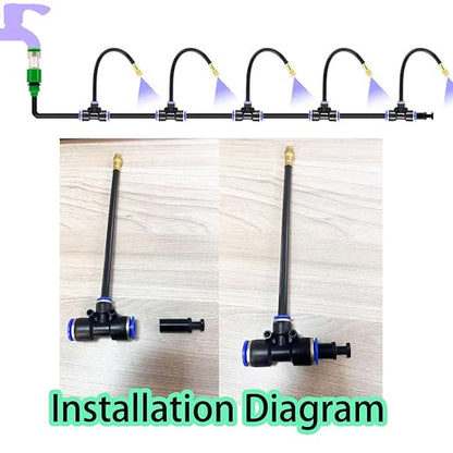 Automatic Greenhouse Drip Irrigation Kit – 20 Brass 360° Adjustable Nozzles, 65FT 1/2" Tubing & Misting System – Easy Setup & Water Saving for Hydroponics, Raised Beds, Flower Gardens & Outdoor Plants