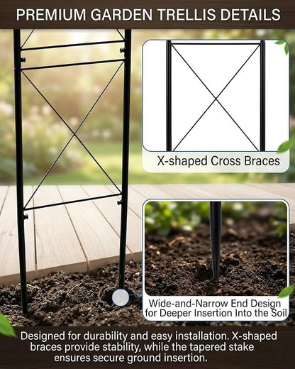 Metal Garden Arbors 8Ft Thickened Arch Trellis for Climbing Plants | Outdoor Arbor Rustproof Metal Frame Trellises Grapes Rose Yard Entrance Wedding Arched Backdrop Stand Party Event Decoration