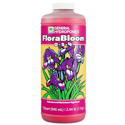 General Hydroponics FloraBloom 0-5-4 Plant Food, Part of FloraSeries Advanced Nutrient System for Plants, 1 Quart