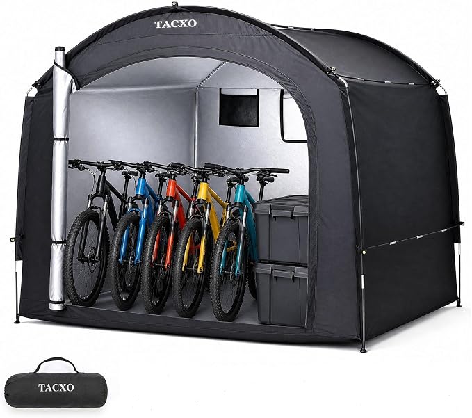 Bike Storage Shed Tent,Bike Cover Waterproof Outdoor Storage Shed with 30% More Top Storage Space for 4-5Bikes,Portable Bicycle Shelter for Motorcycle,Garden Tools,Lawn Mower