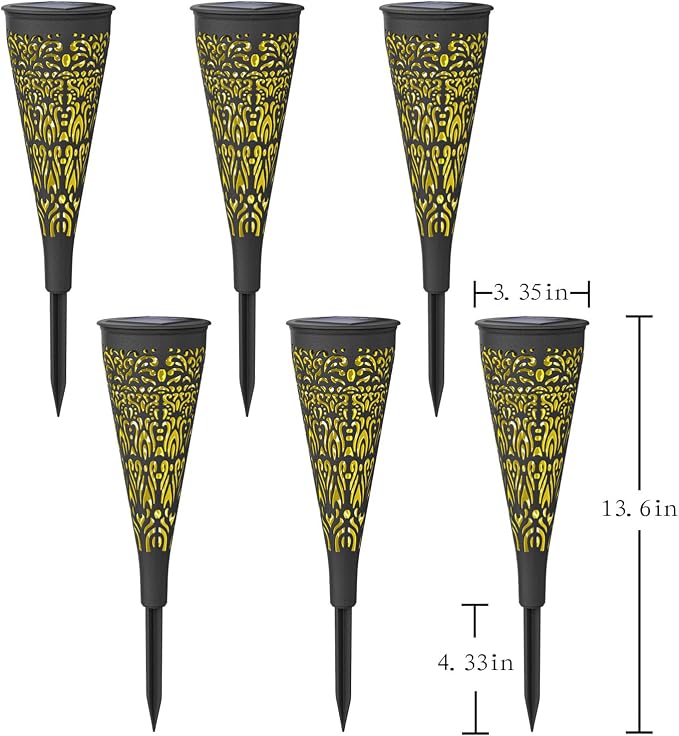 gardencave 6 Pack Solar Lights Outdoor Garden Decorative Mandala Solar Pathway Lights Waterproof Plastic Outside Solar Path Landscape Lights Gardening Gifts for Women Mom Backyard Walkway Yard Decor
