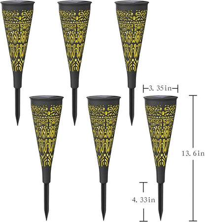 gardencave 6 Pack Solar Lights Outdoor Garden Decorative Mandala Solar Pathway Lights Waterproof Plastic Outside Solar Path Landscape Lights Gardening Gifts for Women Mom Backyard Walkway Yard Decor