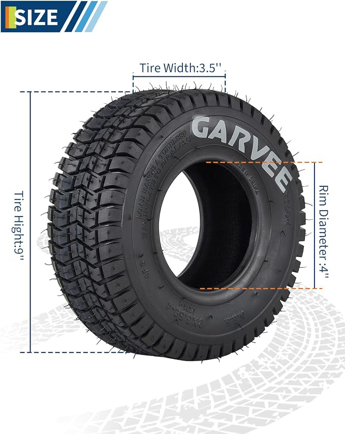 2 Pack 9x3.50-4 Lawn Mower Tires,9x3.5-4 NHS Off-Highway Tires, 9x3.5x4 Turf Tires Replacement for Riding Mower Garden Tractor Golf Cart Utility Vehicle,2PR Tubeless