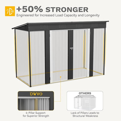 DWVO 8.5x3.5ft Large Outdoor Storage Shed, Metal Tool Sheds, Heavy Duty Tool Storage with Lockable Doors & Air Vent for Backyard Patio Lawn to Store Bikes, Tools, Lawnmowers, Dark Gray