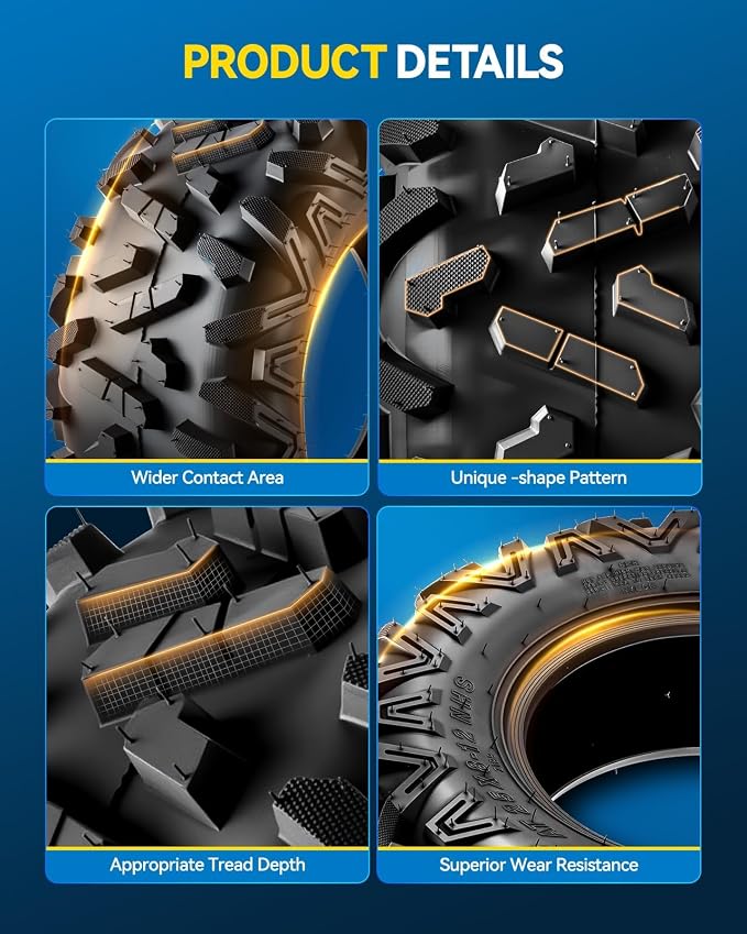 PHILTOP 25x8-12 ATV UTV Tires, 6-Ply Super Mud 25x8-12 ATV All-Terrain Tires for Riding Mowers, Golf Carts, Off-Road,2 Pcs,Tubeless (Z-199-1)
