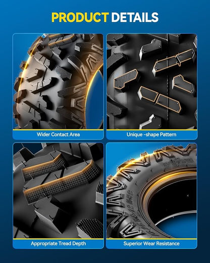 PHILTOP 25x8-12 ATV UTV Tires, 6-Ply Super Mud 25x8-12 ATV All-Terrain Tires for Riding Mowers, Golf Carts, Off-Road,2 Pcs,Tubeless (Z-199-1)