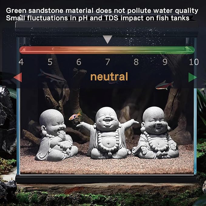 2Pack Buddha Sandstone Statues Zen Monk Buddha Statue Zen Garden Decor Zen Monk Praying Statue Sculptures Ornament for Wealth Good Luck Feng Shui Decor(Laughing Buddha)
