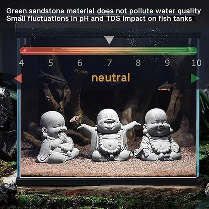 2Pack Buddha Sandstone Statues Zen Monk Buddha Statue Zen Garden Decor Zen Monk Praying Statue Sculptures Ornament for Wealth Good Luck Feng Shui Decor(Laughing Buddha)