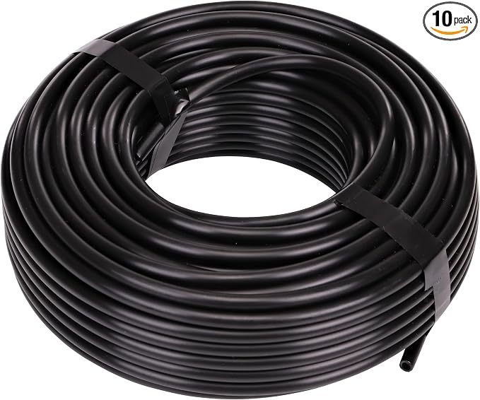 Raindrip 016010T 1/4-Inch Drip Irrigation Supply Tubing,100-Foot.,for Drip Irrigation,Drip-Emitters,Irrigation-Parts,Systems,Black Polyethylene,(Pack of 10)