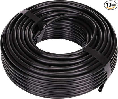 Raindrip 016010T 1/4-Inch Drip Irrigation Supply Tubing,100-Foot.,for Drip Irrigation,Drip-Emitters,Irrigation-Parts,Systems,Black Polyethylene,(Pack of 10)