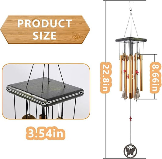 Chinese Traditional Retro 8 Tubes 5 Bells Bronze Yard Garden Outdoor Living Wind Chimes 60cm