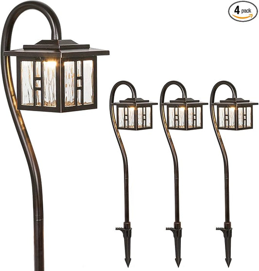 hykolity Low Voltage Pathway Lights 4 Pack, 3W 185LM 12V-15V LED Landscape Lighting, Oil-Rubbed Bronze Outdoor Path Lights, Die-Cast Aluminum Waterproof Walkway Lights for Yard Lawn, ETL Listed