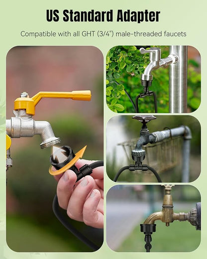Pawfly 10 Pcs 3/4" to 1/4" Drip Irrigation Faucet Adapters, Quick Connect 3/4" FHT Faucet to 1/4" Tubing Connectors, Push-to-Fit Garden Hose Adapters, Anti-Leak Drip Irrigation Hose Connectors