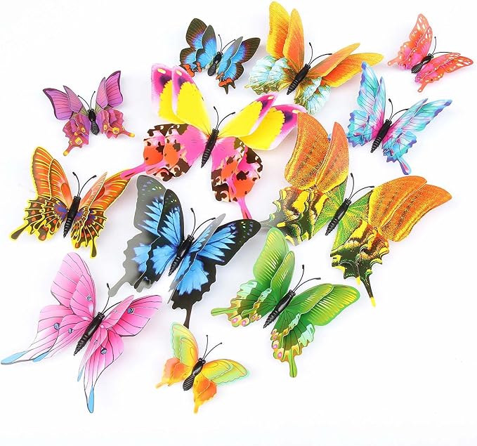 OPSEAM Butterfly Wall Decor 24/48 PCS, 3D Butterflies Stickers for Party Decorations with Magnets (Swallow, 24)